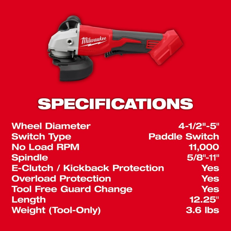 Milwaukee 3692-22CTGR M18 18V Compact Brushless 2-Tool Combo Kit w/ M18 Grinder - Image 2