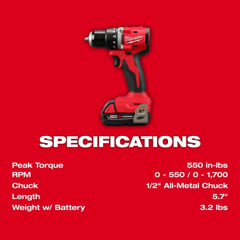 Milwaukee 3692-22CTGR M18 18V Compact Brushless 2-Tool Combo Kit w/ M18 Grinder - Image 19