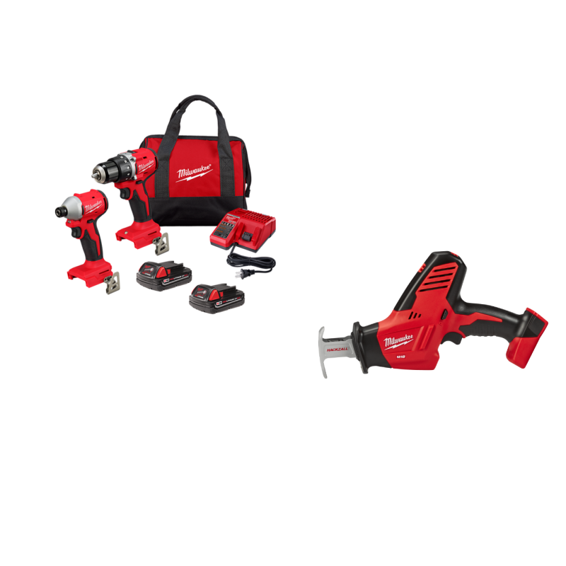 Milwaukee 3692-22CTHZ M18 18V Compact Brushless 2-Tool Combo Kit w/ M18 Hackzall