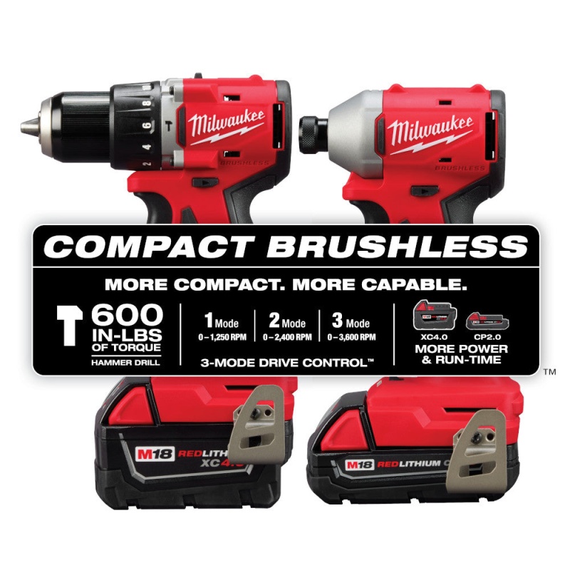 Milwaukee 3693-22CX M18 18V 2 Compact Brushless Cordless Tool Combo Kit - Image 3