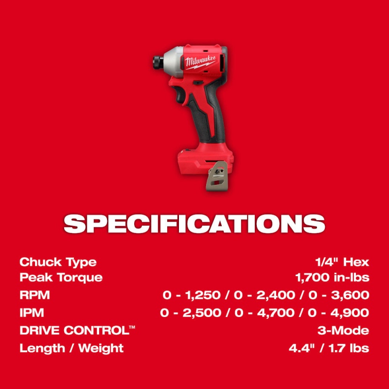 Milwaukee 3693-22CX M18 18V 2 Compact Brushless Cordless Tool Combo Kit - Image 7