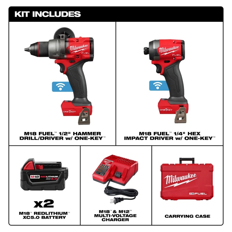 Milwaukee 3696-22 M18 FUEL 18V 2 Tool Cordless Combo Kit w/ ONE-KEY - Image 3