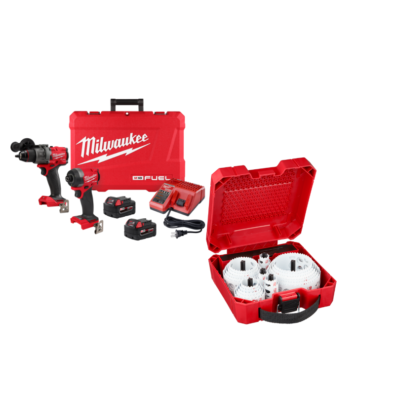 Milwaukee 3697-22HS M18 FUEL 18V 2 Cordless Tool Combo Kit w/ Hole Saw Kit