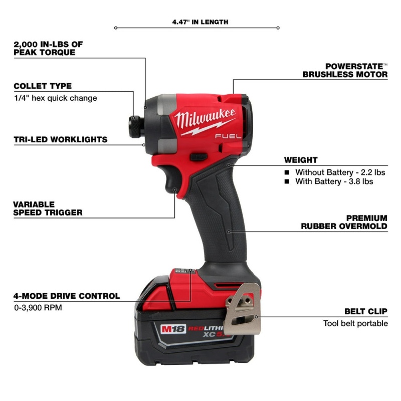 Milwaukee 3697-22HS M18 FUEL 18V 2 Cordless Tool Combo Kit w/ Hole Saw Kit - Image 9