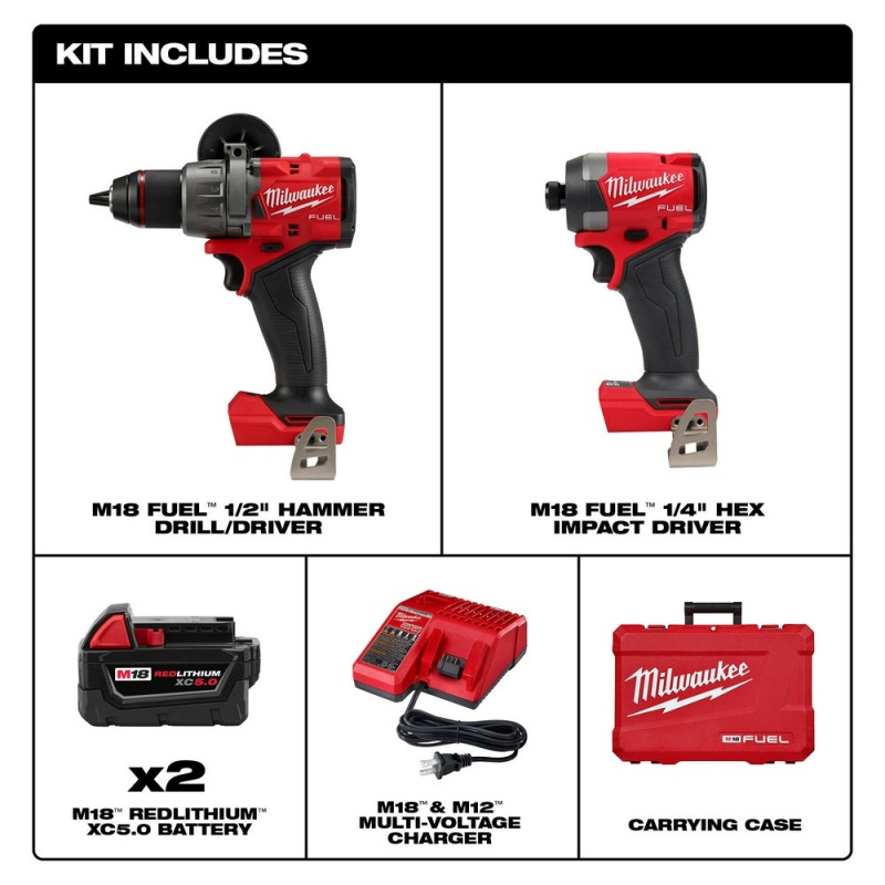 Milwaukee 3697-22HS M18 FUEL 18V 2 Cordless Tool Combo Kit w/ Hole Saw Kit - Image 4