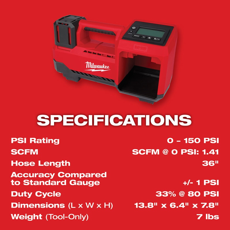 Milwaukee 3697-22IN M18 FUEL 18V Hammer Drill /Drive Kit w/ M18 Tire Inflator - Image 10