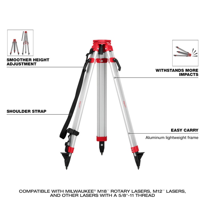 Milwaukee 3701-21T M18 18V Red Rotary Laser Kit w/ Receiver, Tripod, & Grade Rod - Image 7