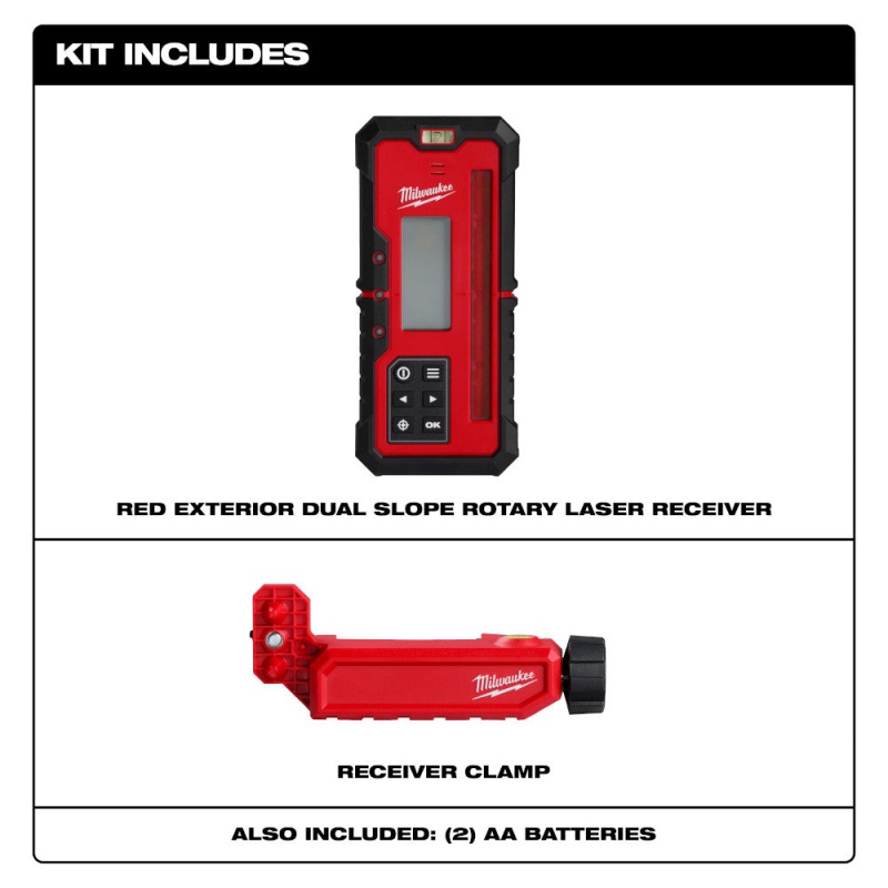 Milwaukee 3714 Red Exterior Dual Slope Rotary Laser Receiver w/ Receiver Clamp - Image 2