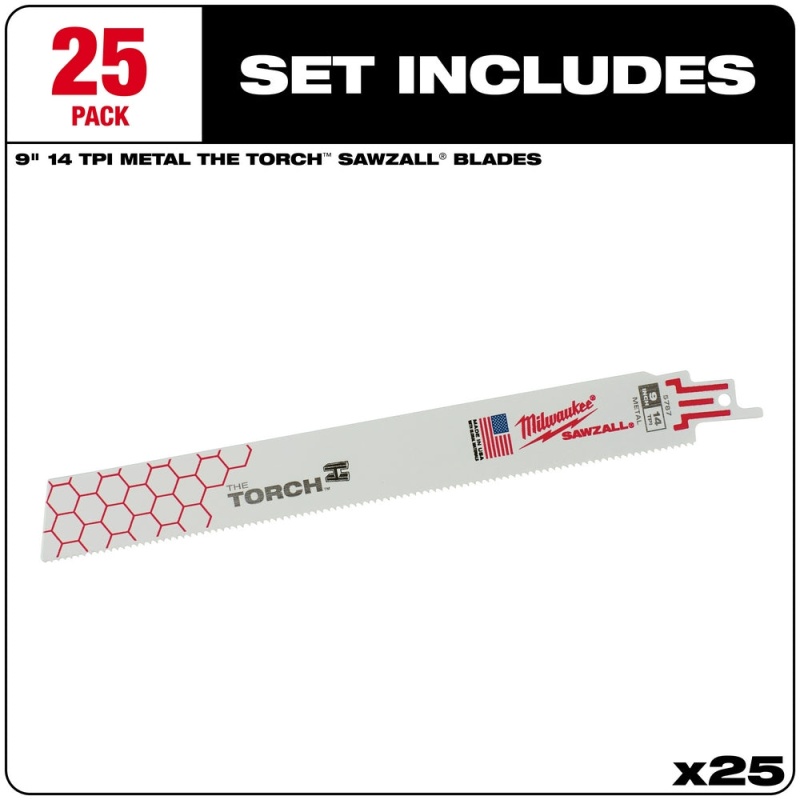 Milwaukee 48-00-8787 9-Inch 14-Tpi Durable SAWZALL Metal Cutting Blade - 25pk - Image 2