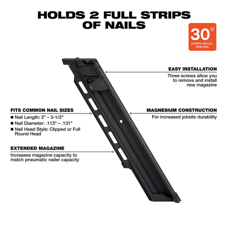 Milwaukee 48-08-2745 M18 FUEL 30 Degree Framing Nailer Extended Magazine - Image 3