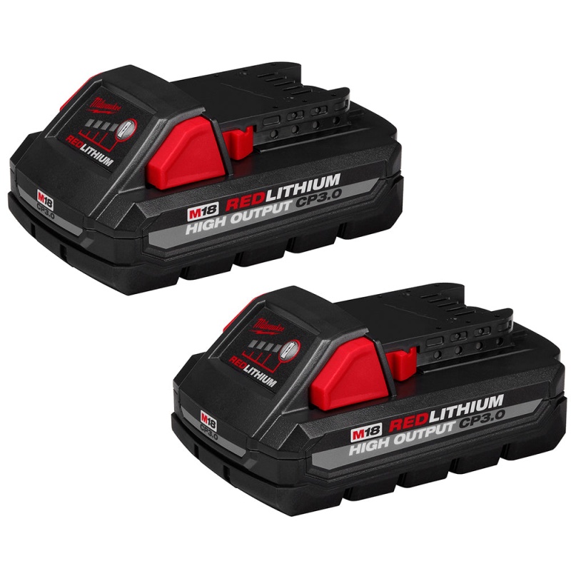 Milwaukee 48-11-1837 M18 18V 3.0Ah REDLITHIUM Compact Battery Pack, 2pk