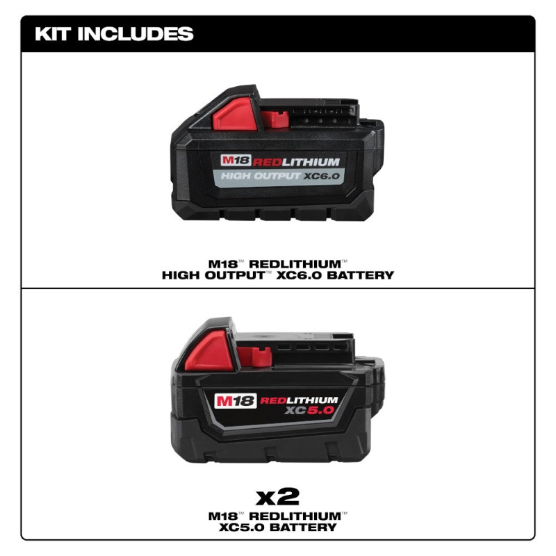 Milwaukee 48-11-1856 M18 18V REDLITHIUM HIGH OUTPUT XC6.0 & XC5.0 Battery - 3 PK - Image 2