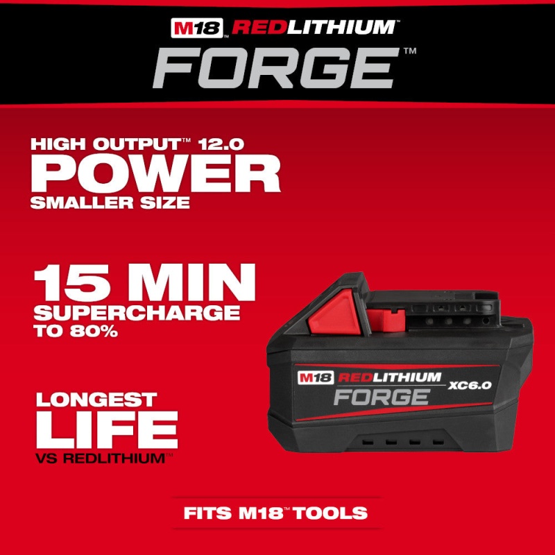 Milwaukee 48-11-1861 M18 18V XC6.0 REDLITHIUM FORGE Battery Pack - Image 2