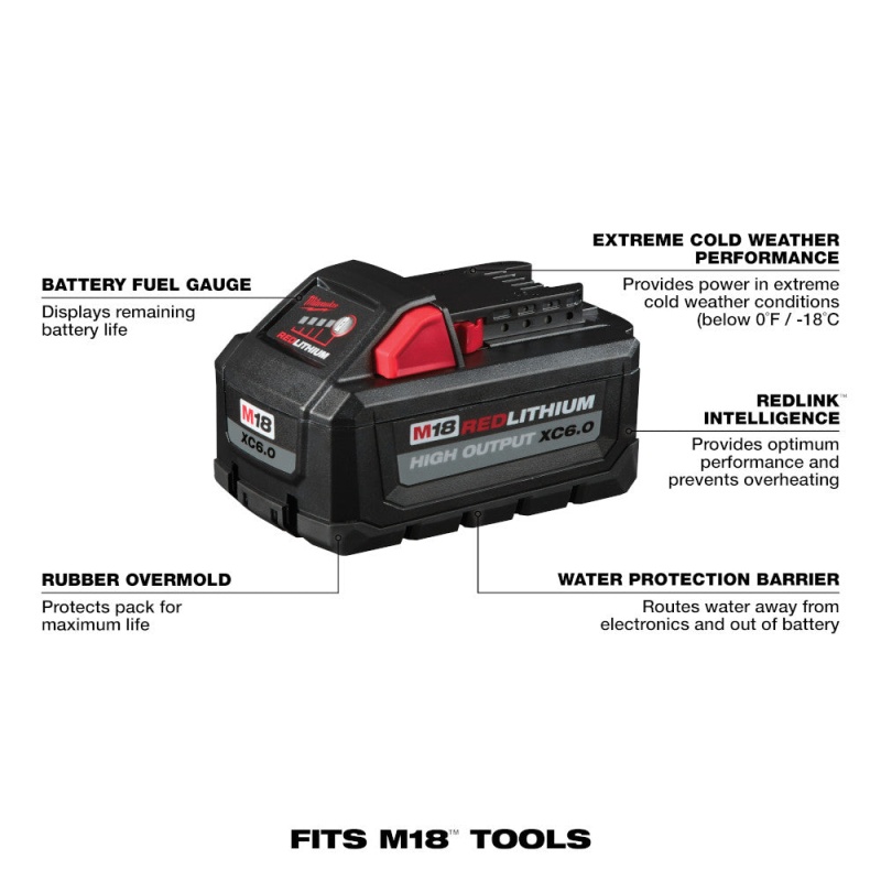 Milwaukee 48-11-1865S M18 18V REDLITHIUM HIGH OUTPUT XC6.0 w/ CP3.0 Battery Kit - Image 3