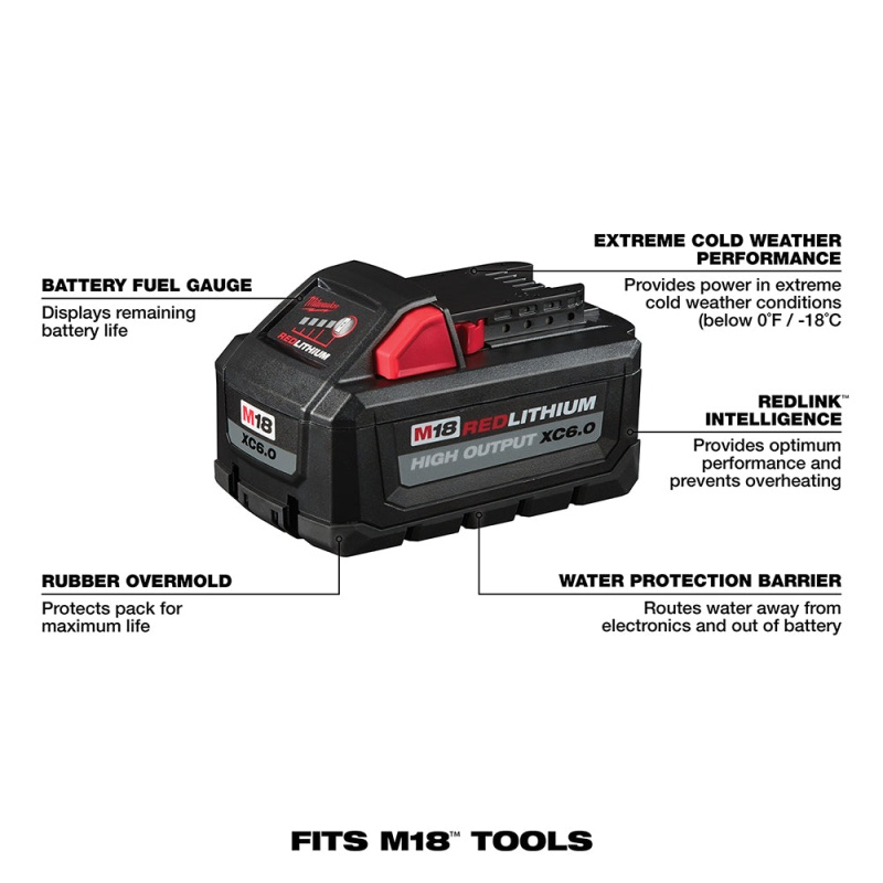 Milwaukee 48-11-1868 M18 18V High Output XC 8.0 w/ XC 6.0 Battery - 2 Pack - Image 2