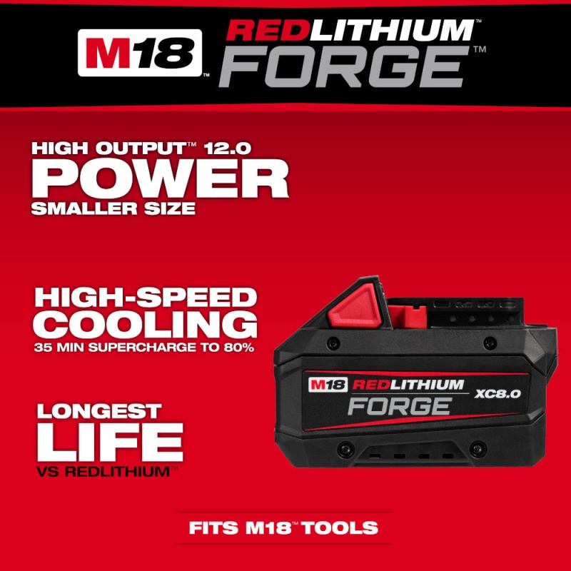 Milwaukee 48-11-1881 M18 18V XC8.0 REDLITHIUM FORGE Battery Pack - Image 7