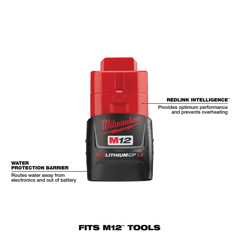 Milwaukee 48-11-2411 M12 12V 1.5Ah REDLITHIUM Compact Battery - 2pk - Image 2