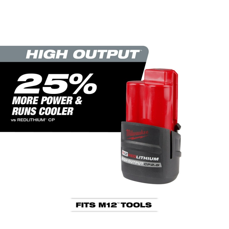 Milwaukee 48-11-2425 M12 12V REDLITHIUM HIGH OUTPUT CP2.5 Battery - Image 2