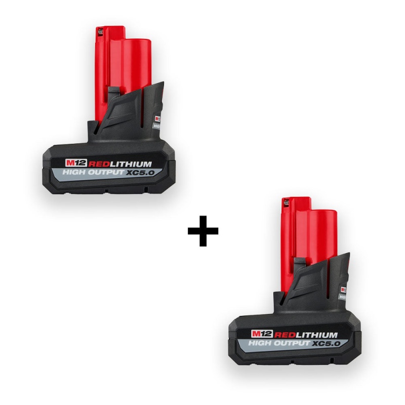 Milwaukee 48-11-2450X2 M12 12V High Output XC 5AH Battery - 2 PK