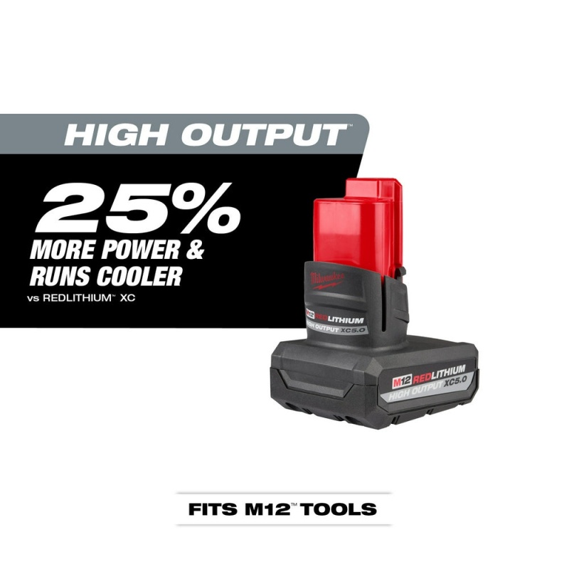 Milwaukee 48-11-2450 M12 12V REDLITHIUM HIGH OUTPUT XC5.0 Battery - Image 2