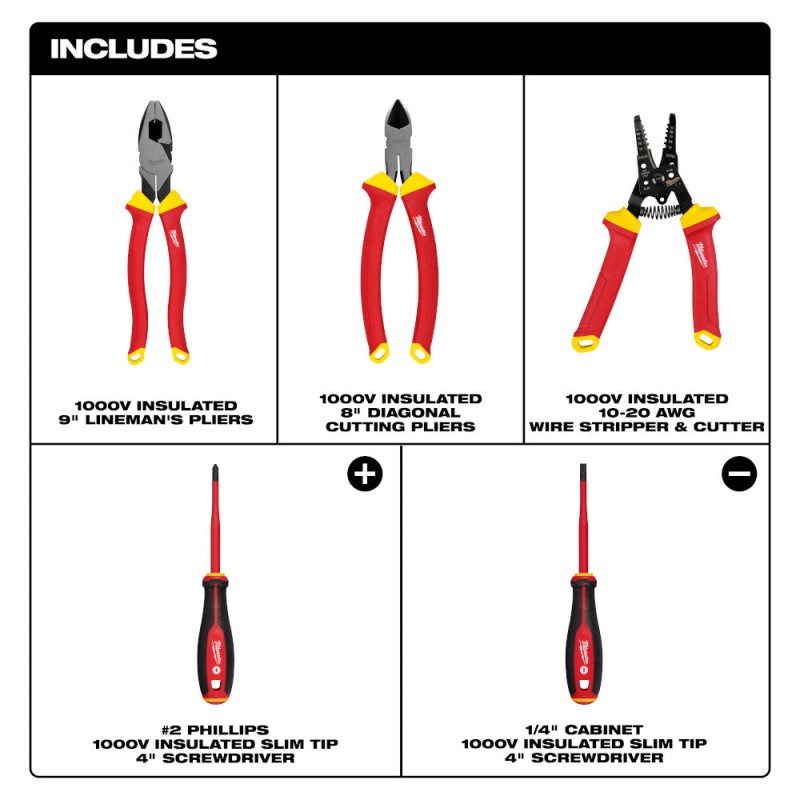 Milwaukee 48-22-2215 1000V Insulated Electricians Hand Tool Set - 5 PC - Image 10