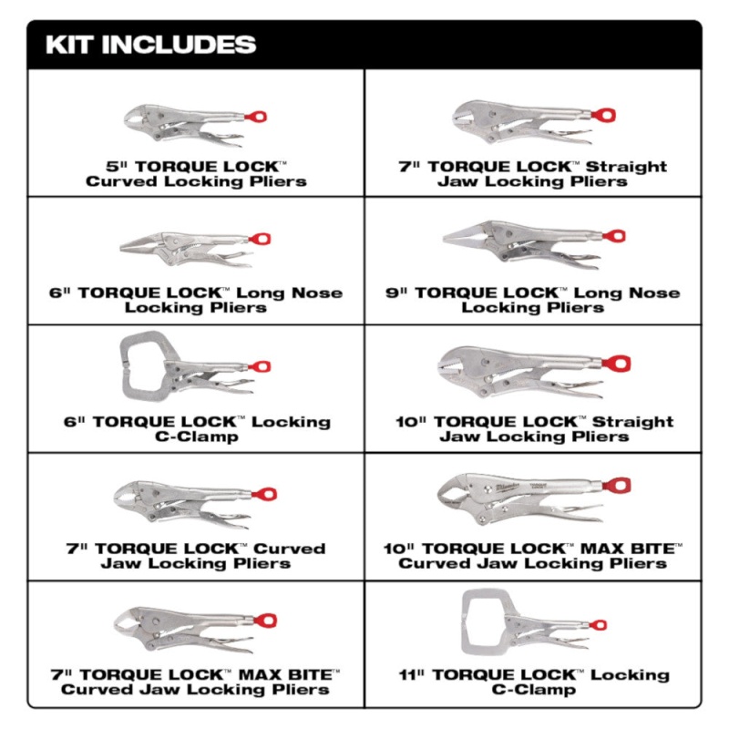 Milwaukee 48-22-3690 TORQUE LOCK Pliers Kit w/ Ergonomic Handles - 10 PC - Image 2