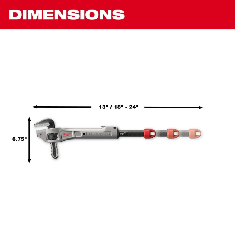 Milwaukee 48-22-7322 CHEATER Aluminum Offset Adaptable Pipe Wrench w/Quick Slide - Image 3