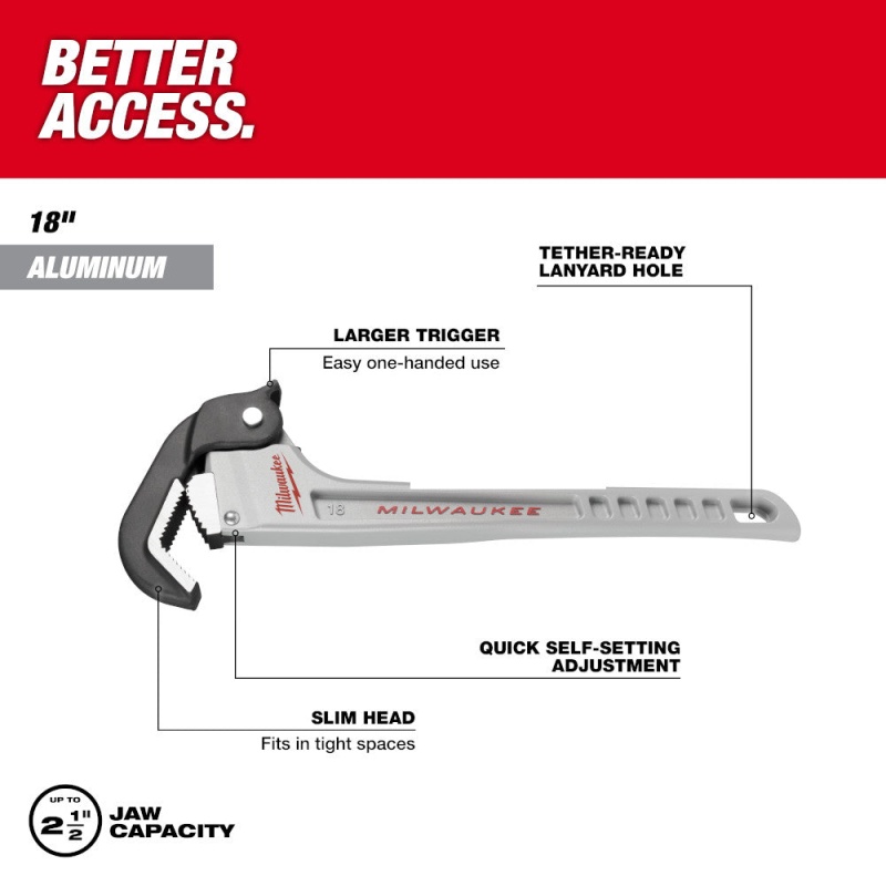 Milwaukee 48-22-7418 18" Aluminum Self-Adjusting Pipe Wrench - Image 2