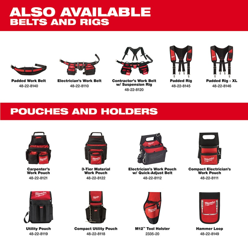 Milwaukee 48-22-8110 29-Pocket 1680D Nylon Stable Base Electricians Work Belt - Image 4