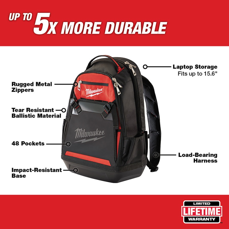 Milwaukee 48-22-8200 35-Pocket Impact Resistant 1680 Ballistic Jobsite Backpack - Image 2