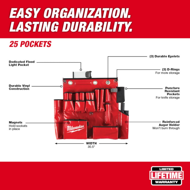 Milwaukee 48-22-8290 25-Pocket Puncture Resistant Aerial Tool Apron - Image 2