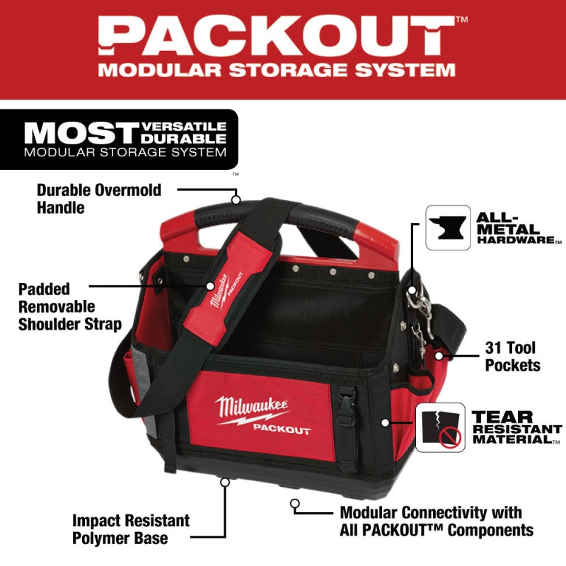 Milwaukee 48-22-8315 15-Inch 31-Pocket Ballistic Material Packout Tote - Image 2