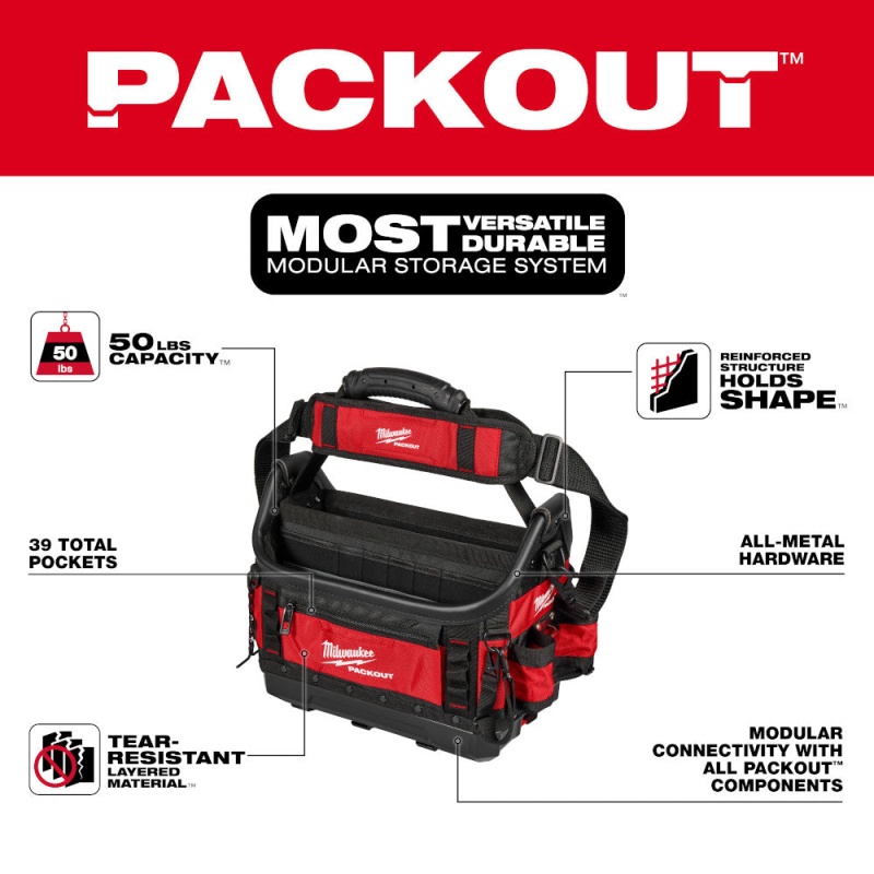 Milwaukee 48-22-8317 PACKOUT 15" Tear Resistant Ballistic Structured Tote - Image 2