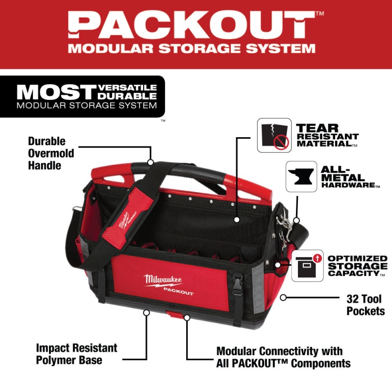 Milwaukee 48-22-8320 20-Inch 32-Pocket Ballistic Material Packout Tote - Image 2