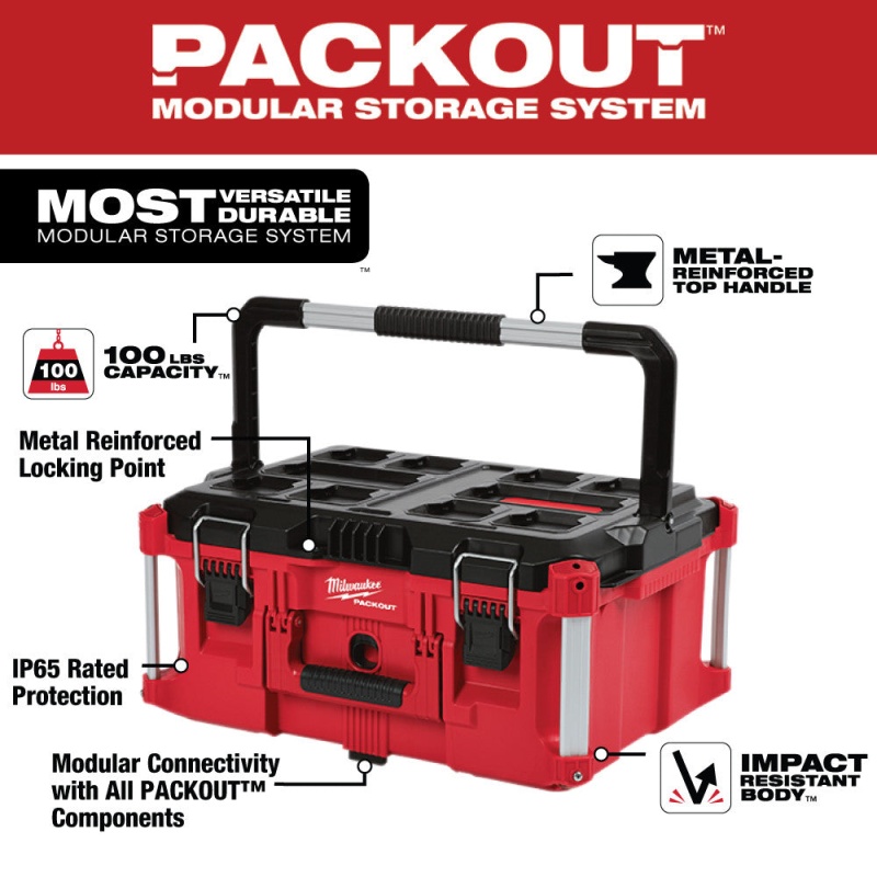 Milwaukee 48-22-8425 100-Pound Capacity Polymer Packout Large Tool Box - Image 2