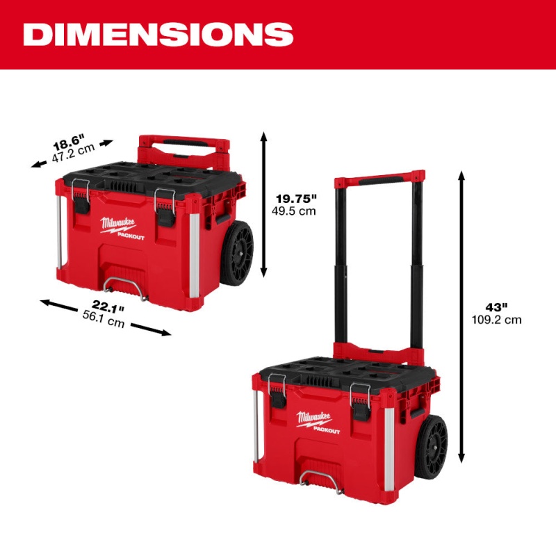 Milwaukee 48-22-8427 PACKOUT Rolling Tool Box w/ 250 lbs Weight Capacity - Image 3