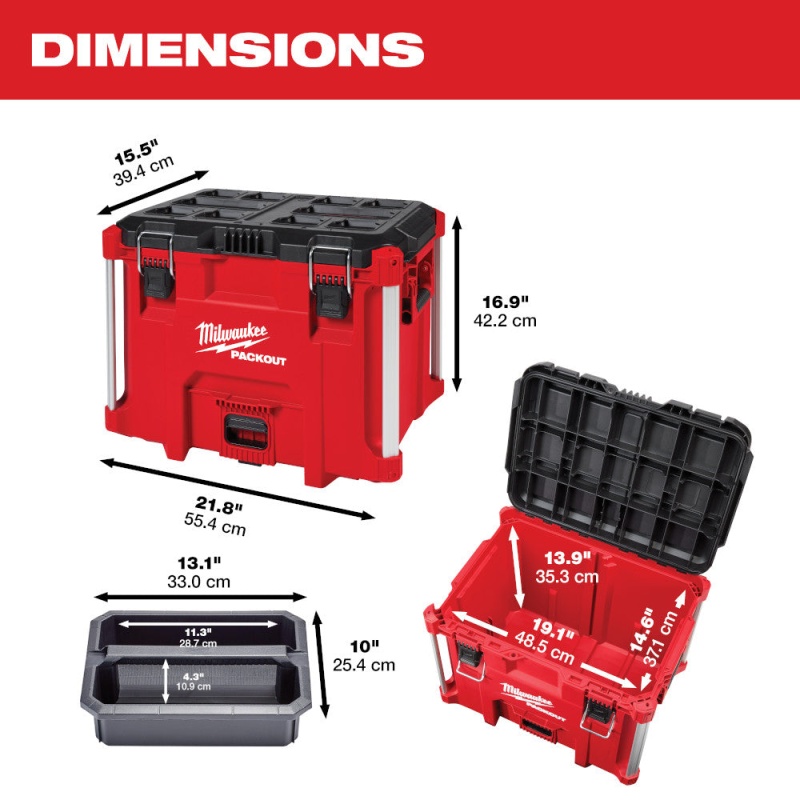 Milwaukee 48-22-8429 PACKOUT XL Heavy Duty Tool Box w/ Organizer Tray - Image 3