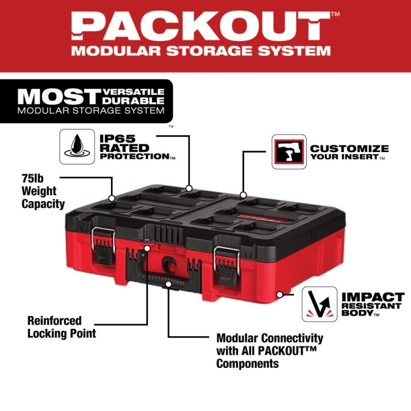 Milwaukee 48-22-842PK PACKOUT Heavy Duty Polymer 2 Tool Box Combo Kit - Image 4