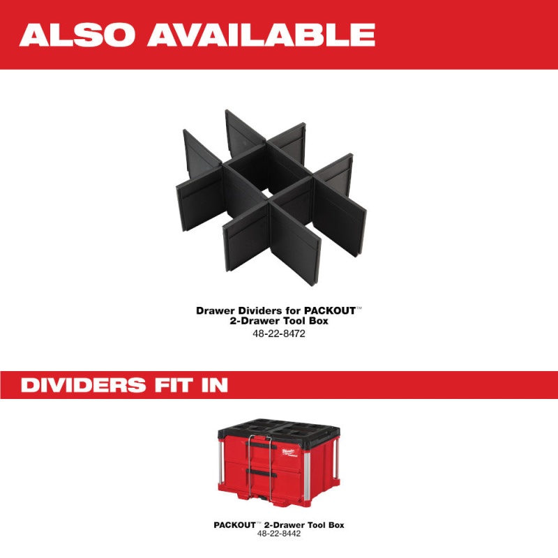 Milwaukee 48-22-8442 PACKOUT 2 Drawer Durable Tool Box w/ 50lbs Capacity - Image 9