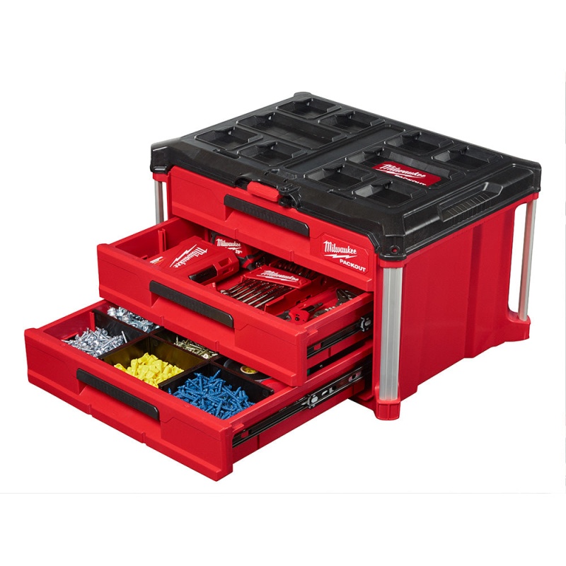 Milwaukee 48-22-8443 PACKOUT 3 Drawer Durable Tool Box w/ 50lbs Capacity - Image 8