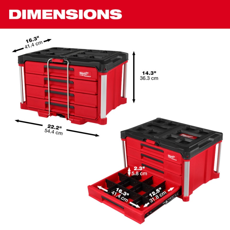 Milwaukee 48-22-8444 PACKOUT 4 Drawer Tool Box - Image 3