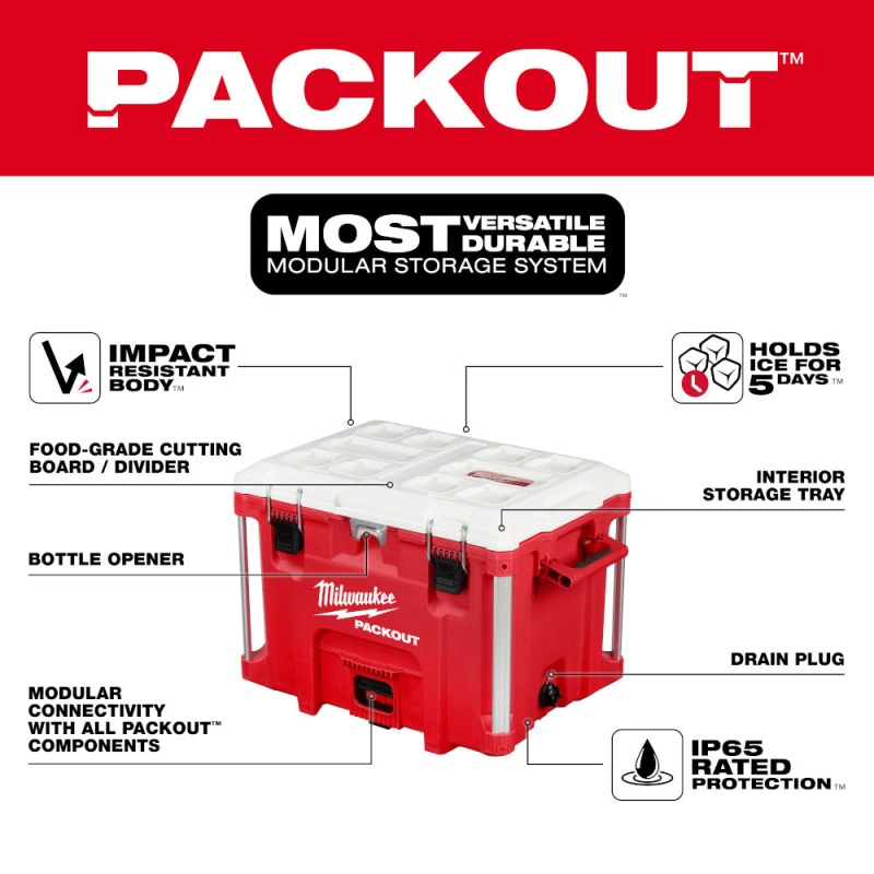 Milwaukee 48-22-8462 PACKOUT 40QT XL Cooler w/ Impact Resistant Polymer Body - Image 3