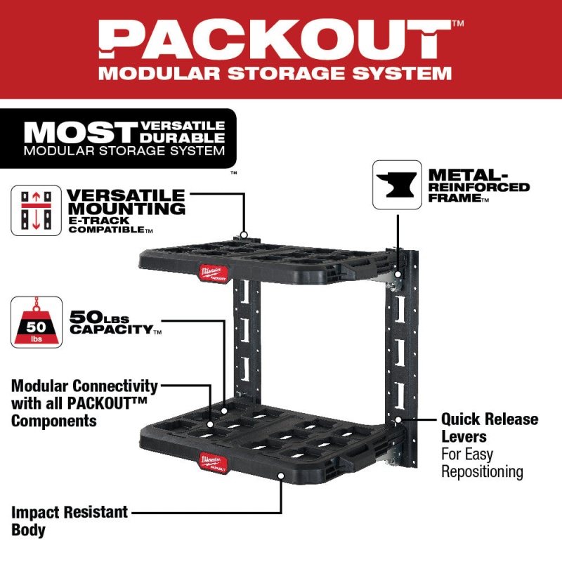 Milwaukee 48-22-8480 PACKOUT Heavy Duty Racking Kit w/ 50 Pound Capacity - Image 3