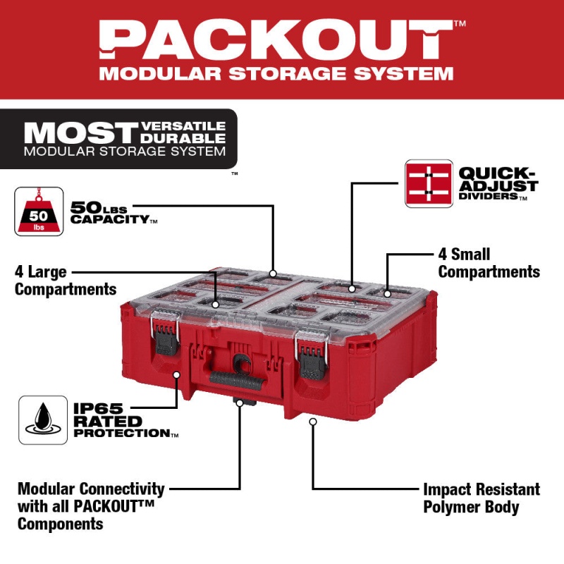 Milwaukee 48-22-84KIT3 PACKOUT 4 Piece Tool Box Bundle w/ Deep Organizer - Image 7