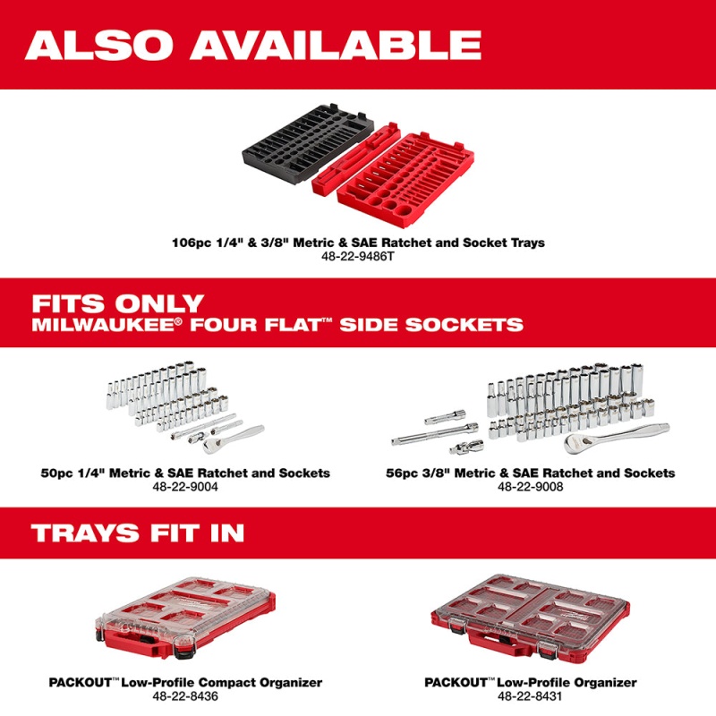 Milwaukee 48-22-9004 1/4-Inch Drive SAE and Metric Ratchet and Socket Set - 50pc - Image 11