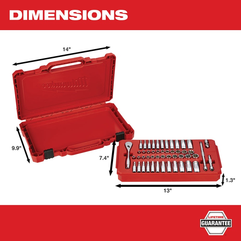 Milwaukee 48-22-9004 1/4-Inch Drive SAE and Metric Ratchet and Socket Set - 50pc - Image 4