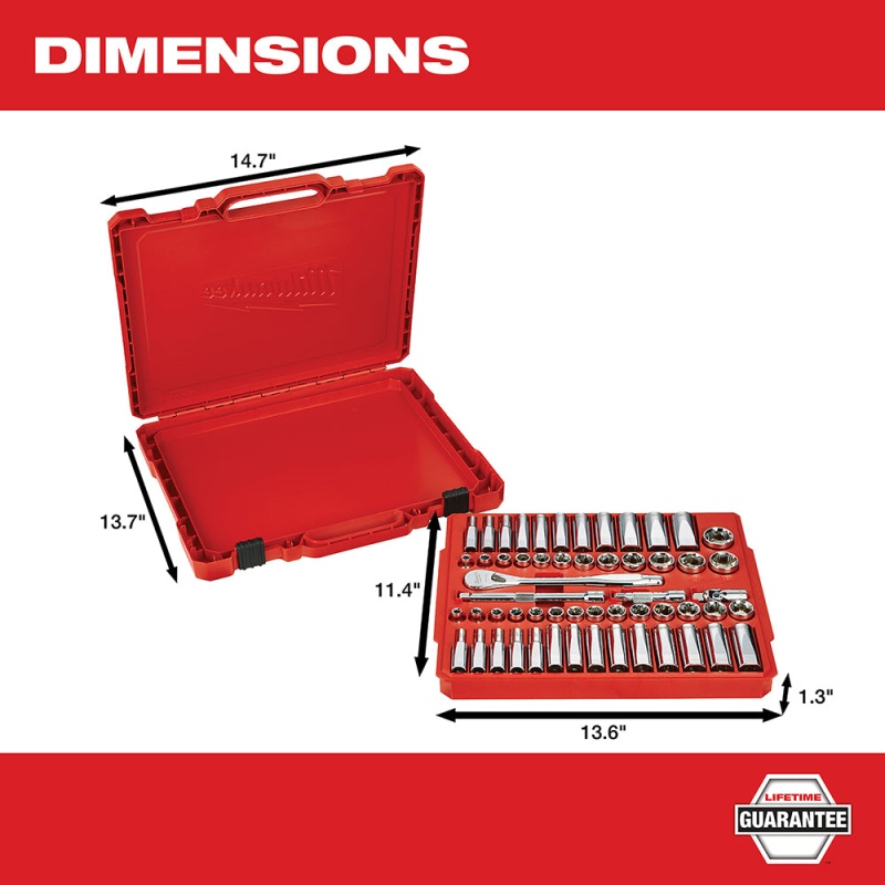 Milwaukee 48-22-9008 3/8-Inch Drive SAE and Metric Ratchet and Socket Set - 56pc - Image 4