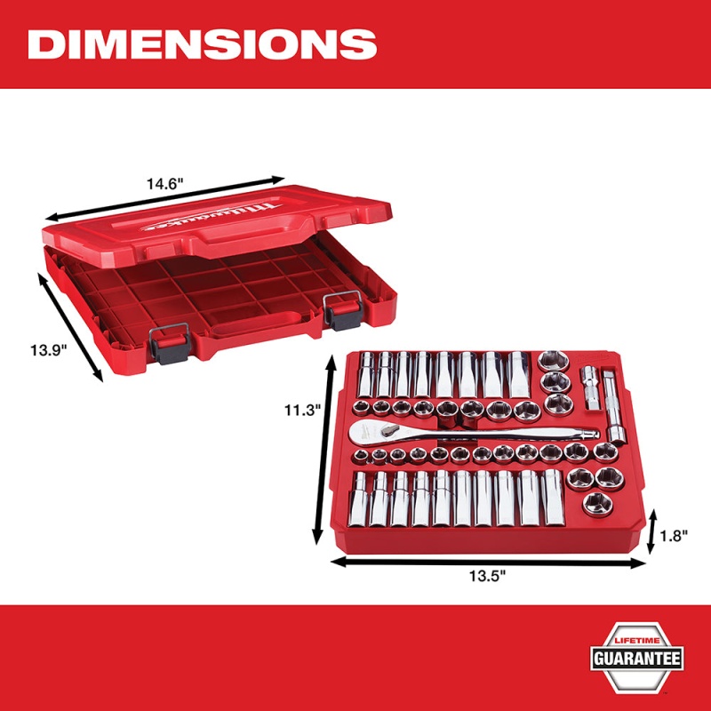 Milwaukee 48-22-9010 1/2" Drive SAE/Metric Ratchet and Socket Set- 47 PC - Image 4