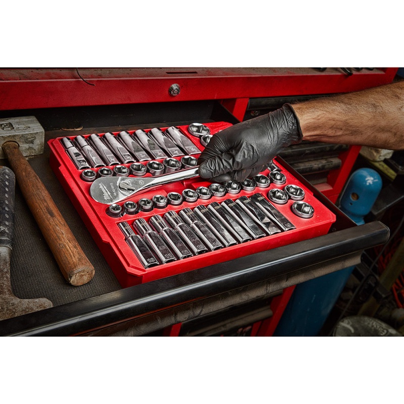 Milwaukee 48-22-9010 1/2" Drive SAE/Metric Ratchet and Socket Set- 47 PC - Image 8