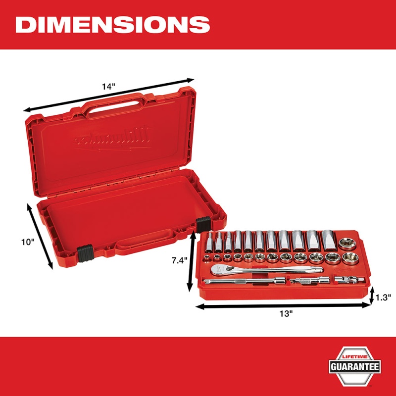 Milwaukee 48-22-9408 3/8-Inch Drive Durable SAE Ratchet and Socket Set- 28pc - Image 4